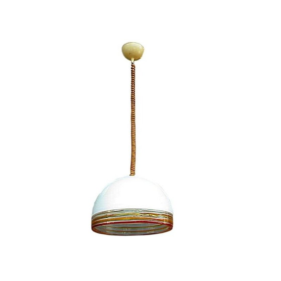 Image 1 of Vintage Leucos ceiling lamp in glass Febo by Robert Pamio 1970