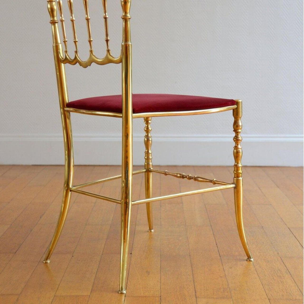 Hollywood Regency Brass And Velvet Dining Chair Mastercraft