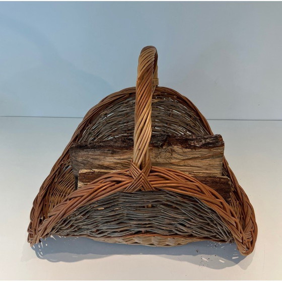 Image 1 of Vintage rattan firewood holder, 1970