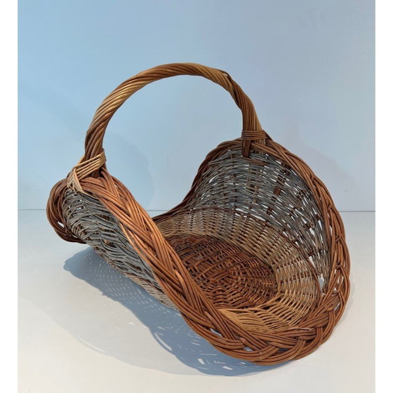 Image 1 of Vintage rattan firewood holder, 1970