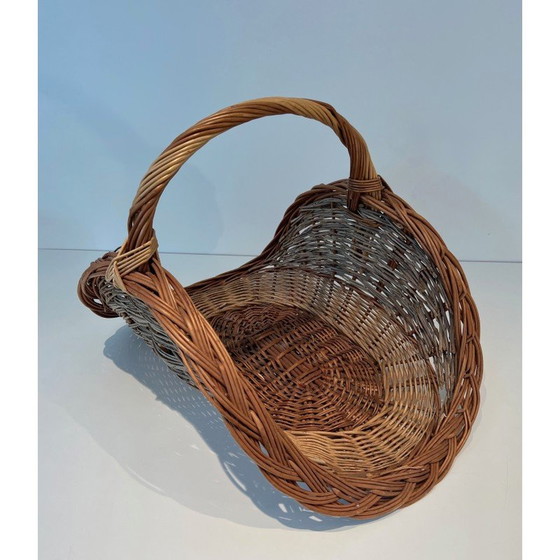 Image 1 of Vintage rattan firewood holder, 1970