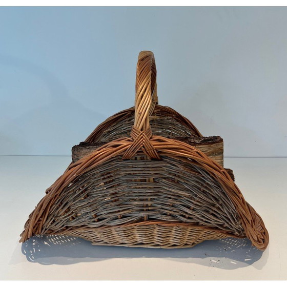 Image 1 of Vintage rattan firewood holder, 1970