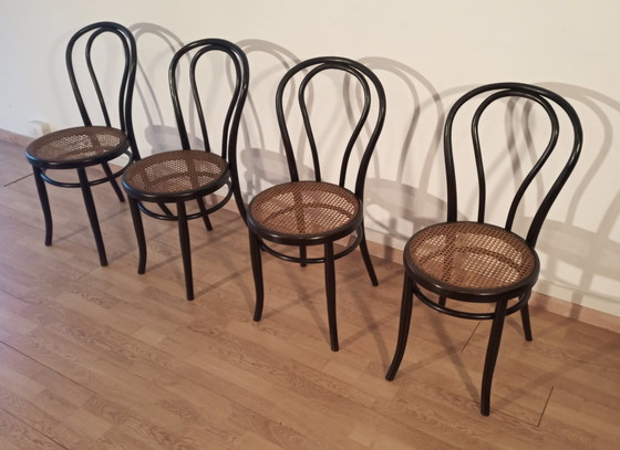 Image 1 of Dining Chairs In Curved Beech In The Style Of Thonet, Italy, Set Of 4