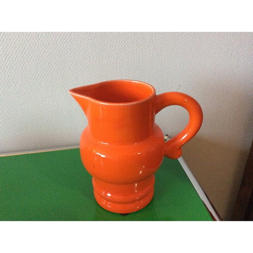 Vintage Saint Clement orange pitcher, 1960