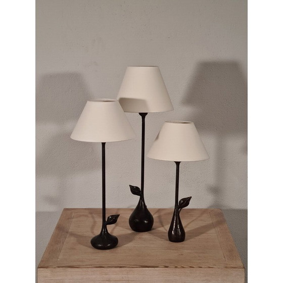 Image 1 of Set di 3 lampade vintage in bronzo di Augustin Granet per Objet Insolite, 1990