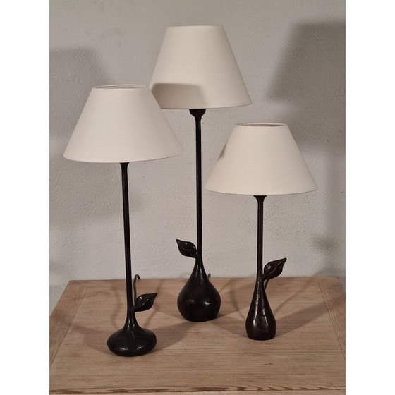 Image 1 of Set di 3 lampade vintage in bronzo di Augustin Granet per Objet Insolite, 1990