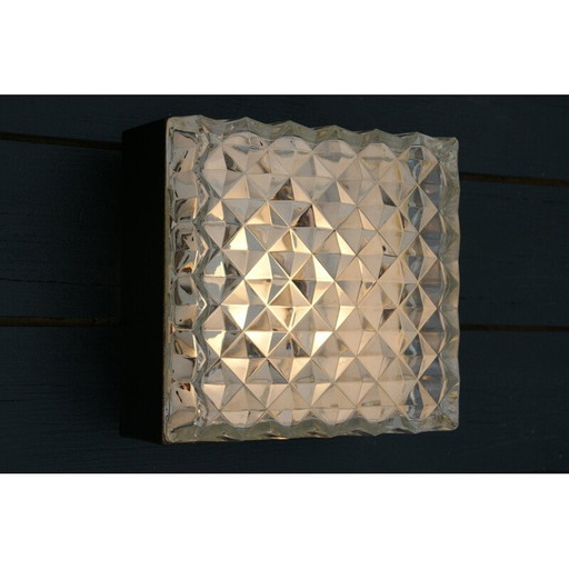 Vintage square glass ceiling light, 1960