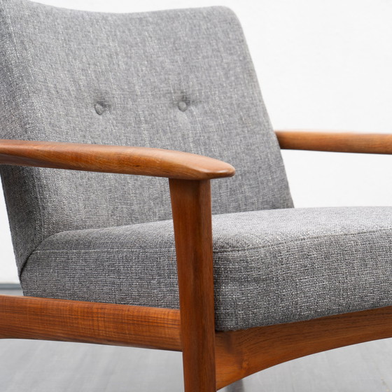 Image 1 of 1960s teak Armchairs, organic, newly upholstered and reupholstered