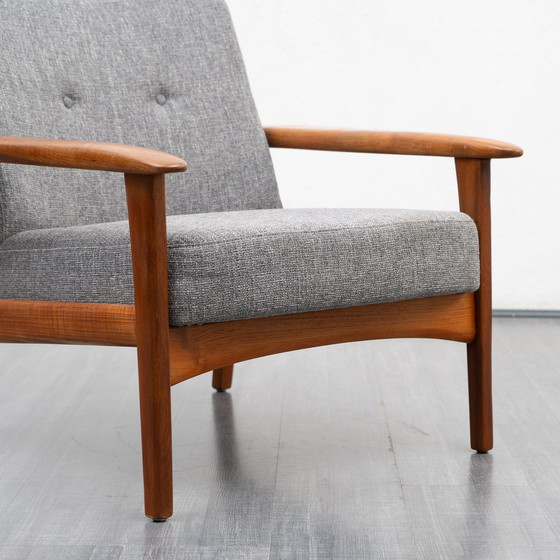 Image 1 of 1960s teak Armchairs, organic, newly upholstered and reupholstered