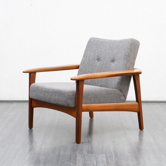 Image 1 of 1960s teak Armchairs, organic, newly upholstered and reupholstered