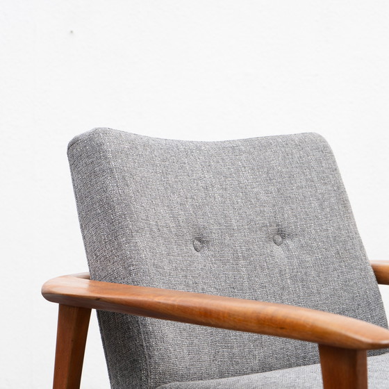 Image 1 of 1960s teak Armchairs, organic, newly upholstered and reupholstered