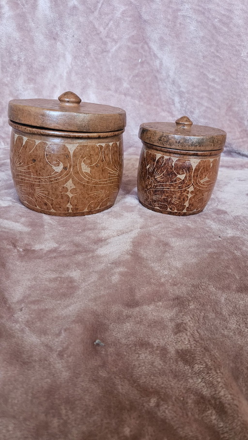 2 Vintage Sasak Lombok Terracotta Pots With Lid