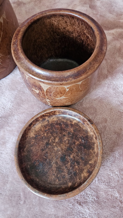 2 Vintage Sasak Lombok Terracotta Pots With Lid