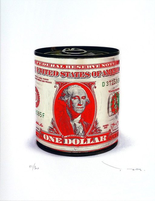 Tehos - One dollar tin can Red print