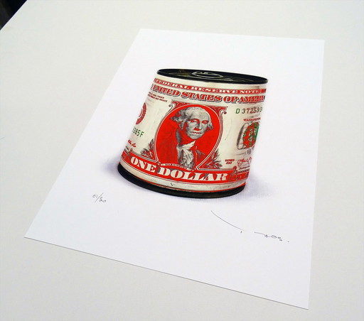 Tehos - One dollar tin can Red print