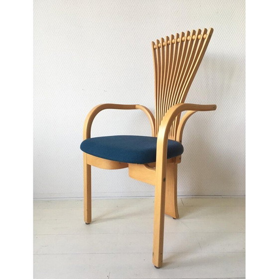Image 1 of Set of 4 vintage chairs for Westnofa in wool and oakwood 1980