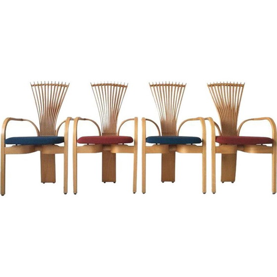 Image 1 of Set of 4 vintage chairs for Westnofa in wool and oakwood 1980