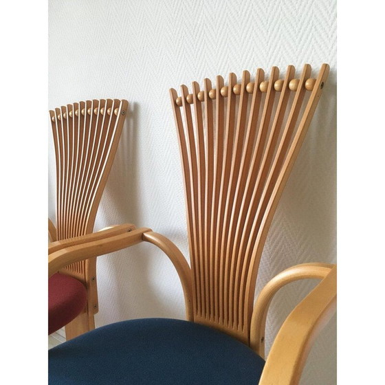 Image 1 of Set of 4 vintage chairs for Westnofa in wool and oakwood 1980