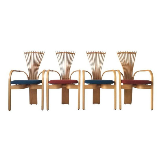 Image 1 of Set of 4 vintage chairs for Westnofa in wool and oakwood 1980