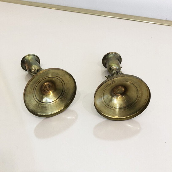 Image 1 of Pair of vintage brass candlesticks, France 1970