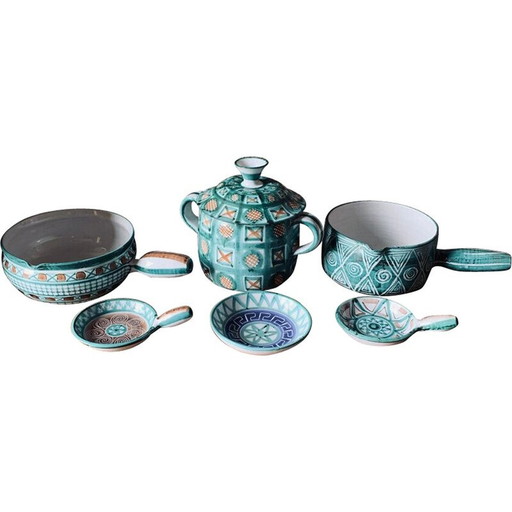 Set of 6 vintage Vallauris ceramic pieces by Robert Picault