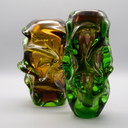Sommerso Propeller Glass Vase Design Jan Kotik 20cm Retro 50s Uranium Amber