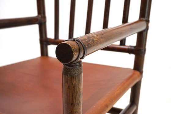 Image 1 of Manou rattan armchair with leather seat, 1960