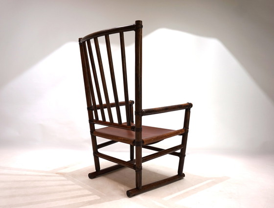 Image 1 of Manou rattan armchair with leather seat, 1960