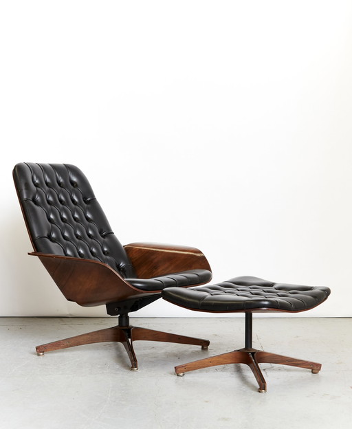 George Mulhauser Lounge Chair & Ottomane "Mr.Chair II" pour Plycraft