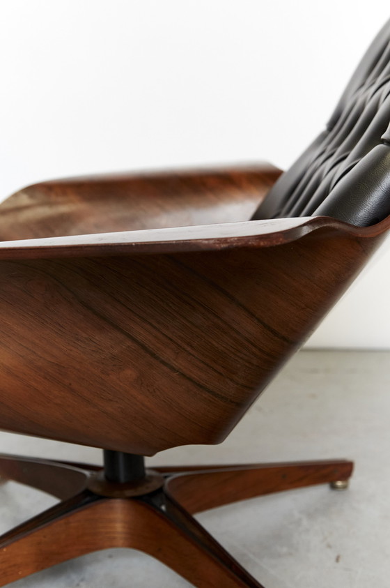 Image 1 of George Mulhauser Lounge Chair & Ottomane "Mr.Chair II" pour Plycraft