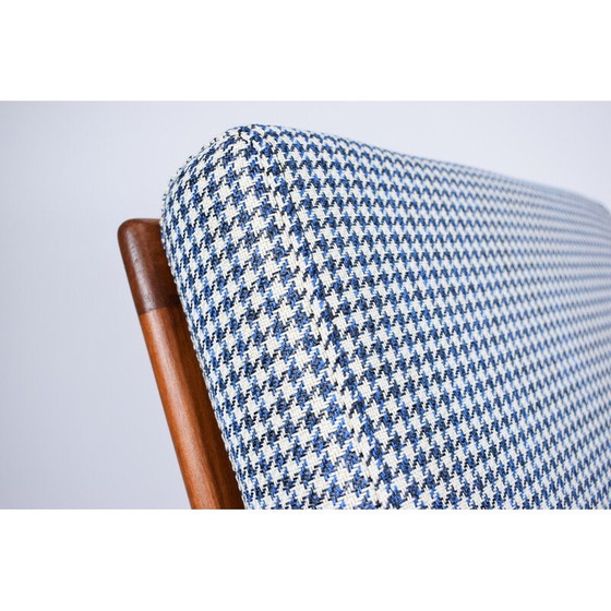 Image 1 of Vintage houndstooth armchair in teak stain and fabric for Swarzędz, 1960