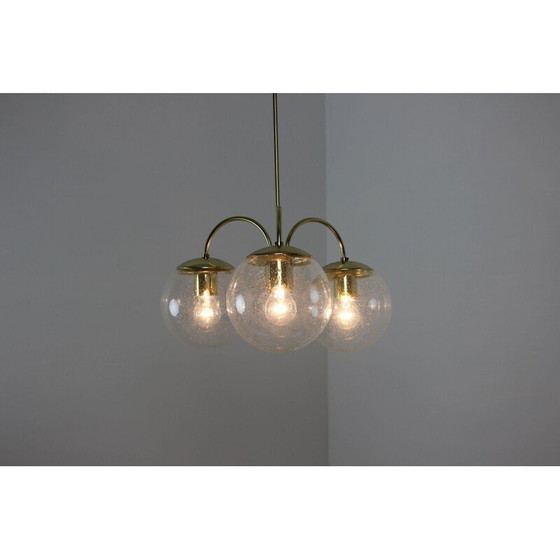 Image 1 of Vintage brass and glass chandelier by Kamenický Šenov, Czechoslovakia 1980