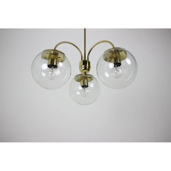 Image 1 of Vintage brass and glass chandelier by Kamenický Šenov, Czechoslovakia 1980