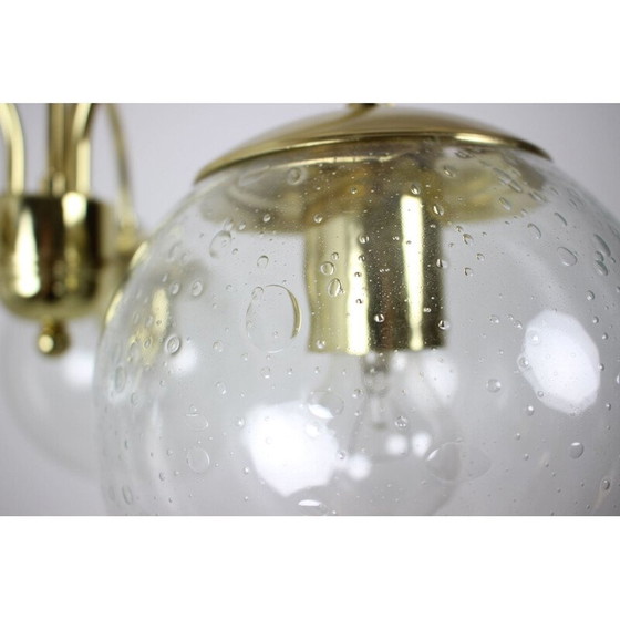 Image 1 of Vintage brass and glass chandelier by Kamenický Šenov, Czechoslovakia 1980