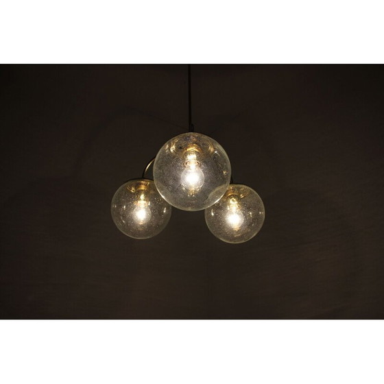 Image 1 of Vintage brass and glass chandelier by Kamenický Šenov, Czechoslovakia 1980