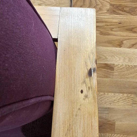 Image 1 of Pair of vintage cross-braced armchairs in embroidered Canovas fabric by Lesage, 1950