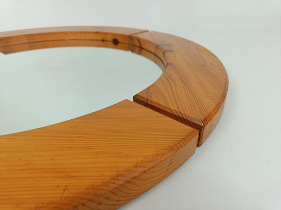 Image 1 of Mid-century round wooden Mirror