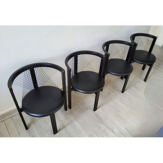 Image 1 of Vintage Niels Jorgen Haugesen String chairs for Tranekaer, Denmark 1980
