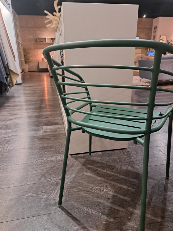 Image 1 of Cancún Dining Chair With Armrest Matt Green Textured Lacquered