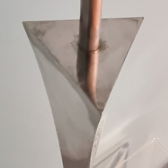 Image 1 of Lampada vintage Pyramid in metallo e tessuto di A. Tonello e A. Montagna Grillo per High Society Milano, anni '70