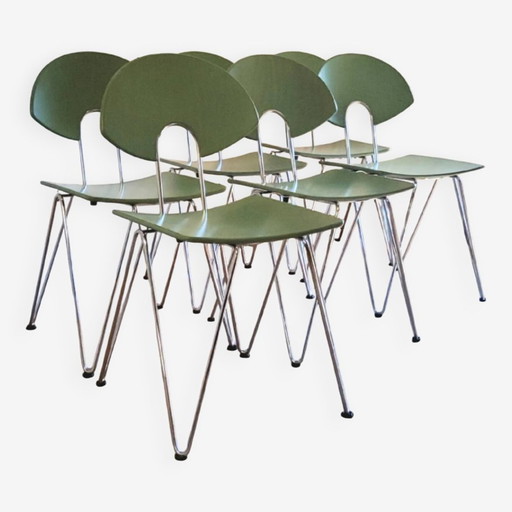 6X Mikado Chairs By Walter Leeman For Kusch + Co