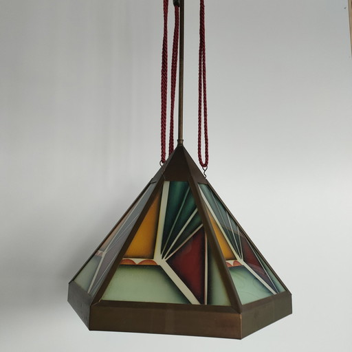 Art Deco Hexagon Amsterdam School Lamps (Ceiling Lamp + Ceiling Light)