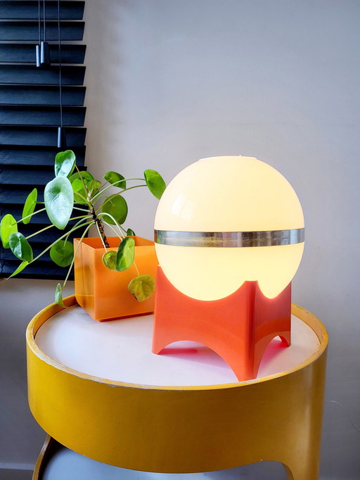 Space Age Table Lamp With Orange Base Square, Plastic, 1960s