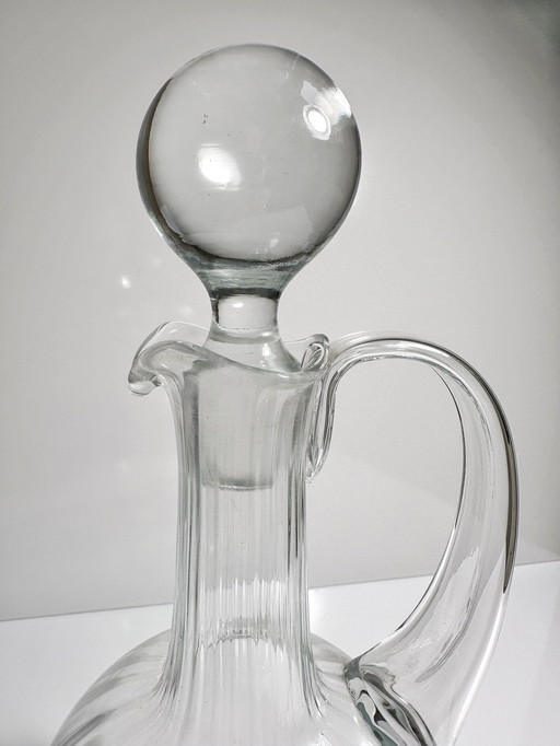 Vintage carafe Mid - Century Murano Italy decanter ball swirl juice water glass jug jug