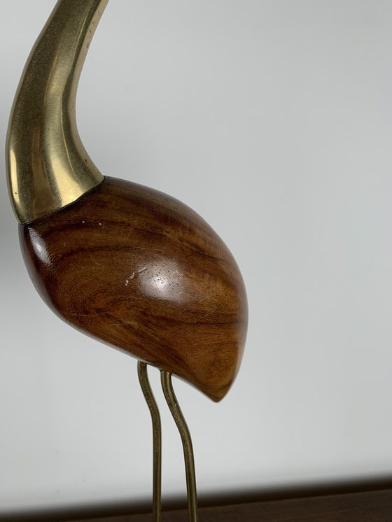 Image 1 of Heron Statue In Wood And Brass, 1960