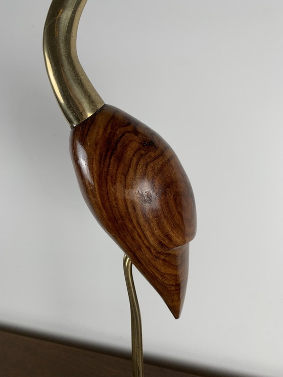 Image 1 of Heron Statue In Wood And Brass, 1960