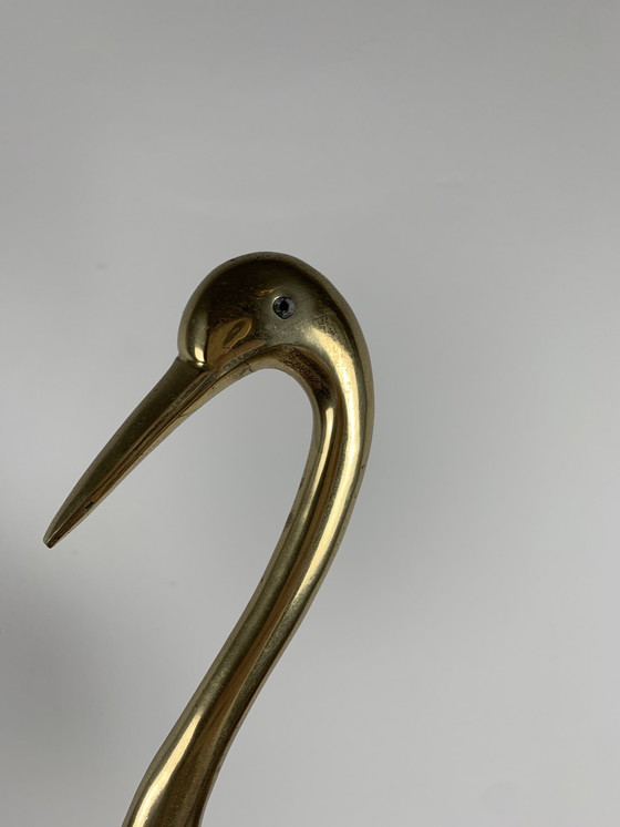 Image 1 of Heron Statue In Wood And Brass, 1960