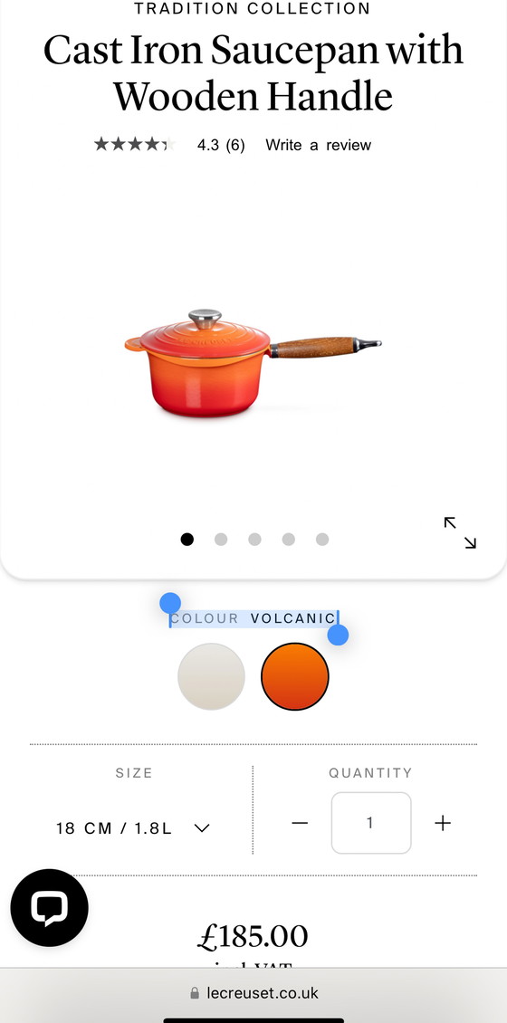 Image 1 of 4x Casserole en fonte émaillée Le Creuset avec manche en bois