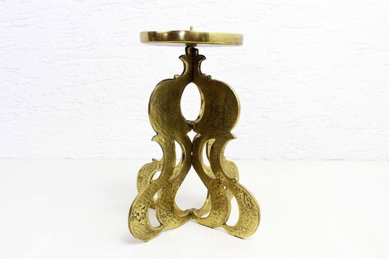 Image 1 of Chandelier italien en bronze de style brutaliste par Guiseppe Gallo 1960