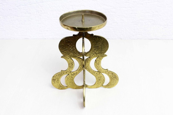 Image 1 of Chandelier italien en bronze de style brutaliste par Guiseppe Gallo 1960